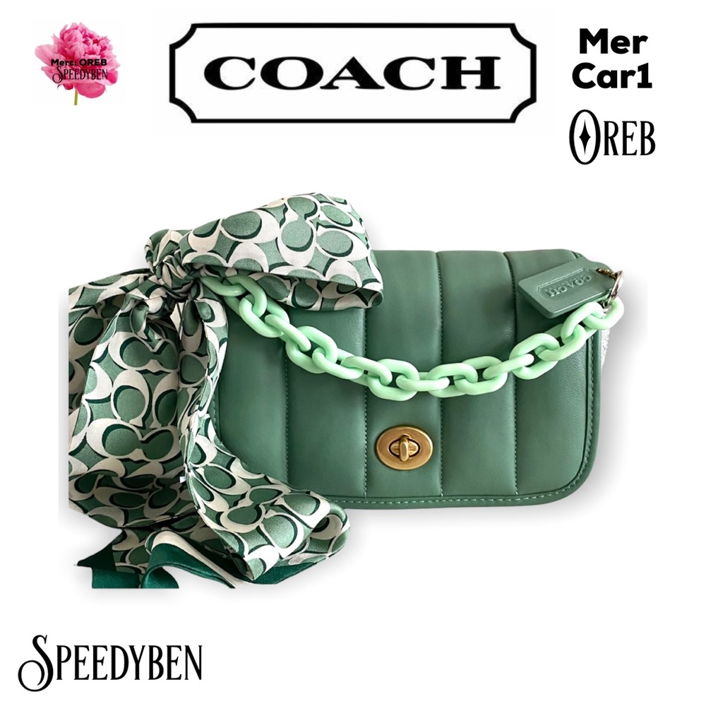 Coach Quilted Dinky 18 in Washed Green NWT - Picture 3 of 16